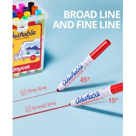 JoyCat 24 Count Washable Markers for Kids, 24 Colors Washable Markers Set with Carrying and Storage Case, Coloring Marker Bulk for Boys Girls, School Classroom Supplies