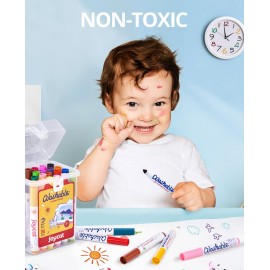 JoyCat 24 Count Washable Markers for Kids, 24 Colors Washable Markers Set with Carrying and Storage Case, Coloring Marker Bulk for Boys Girls, School Classroom Supplies