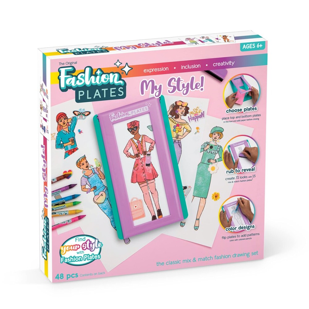 PlayMonster Fashion Plates - My Style - Drawing Kit with Mix-and-Match Design Plates - Make 100s of Modern Fashion Designs - Art Activity - for Kids Ages 6 and Up