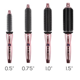 CALISTA Perfecter Pro Heated Round Brush | Lift, Volumize, and Style with No Heat Damage for Healthier-Looking Hair | 4 Sizes for Most Hair Types | Dual Voltage & Adjustable Temp (1.0, Rose Gold)