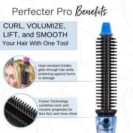 CALISTA Perfecter Pro Heated Round Brush | Lift, Volumize, and Style with No Heat Damage for Healthier-Looking Hair | 4 Sizes for Most Hair Types | Dual Voltage & Adjustable Temp (1.0, Rose Gold)