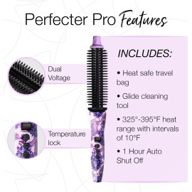 CALISTA Perfecter Pro Heated Round Brush | Lift, Volumize, and Style with No Heat Damage for Healthier-Looking Hair | 4 Sizes for Most Hair Types | Dual Voltage & Adjustable Temp (1.0, Rose Gold)