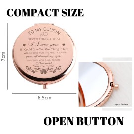 GAOLZIUY Cousin Gifts for Women Cousin Birthday Gifts Rose Gold Compact Mirror Gifts for Cousin Sister Birthday Christmas Graduation Gifts for Best Cousin Pocket Makeup Mirror