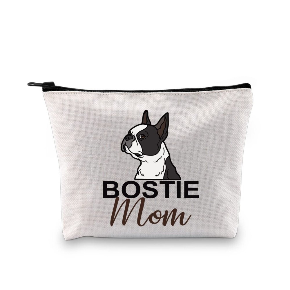G2TUP Boston Terrier Lover Gift Bostie Mom Makeup Bag Boston Terrier Mom Cosmetic Bag Boston Terrier Owner Gift Dog Lover Gift (Bostie Mom MB)
