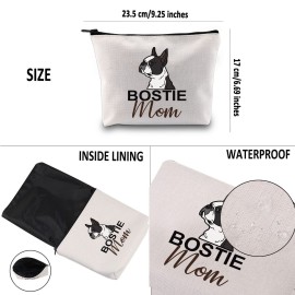 G2TUP Boston Terrier Lover Gift Bostie Mom Makeup Bag Boston Terrier Mom Cosmetic Bag Boston Terrier Owner Gift Dog Lover Gift (Bostie Mom MB)