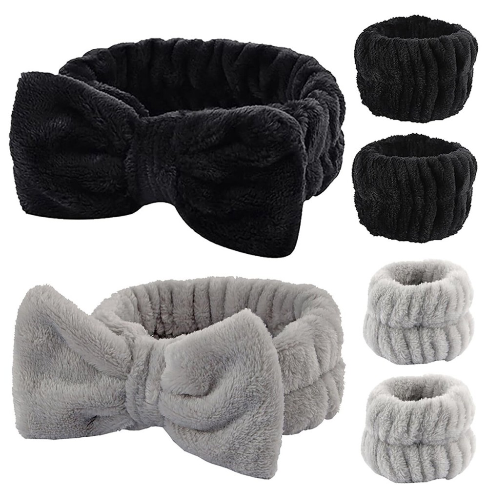 YIFVNGHUI Wrist Towels for Washing Face spa Wristbands and Headband Microfiber Quick Dry Absorbent Wristbands for Girls Men Makeup 6PCS Arm Bands Set(Black&Grey) YIFVNGHUI Wrist Towels for Washing Face spa Wristbands and Headband Microfiber Quick Dry Absorbent Wristbands for Girls Men Makeup 6PCS Arm Bands Set(Black&Grey)