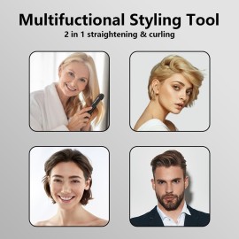 MELYDO Mini Flat Iron, Ceramic Tourmaline Small Hair Straightener for Short Hair/Bangs, Dual Voltage Travel Hair Straightener, Portable Mini Straightener with Storage Pouch(Black)