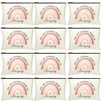 Coume 12 Pieces Thank You Gift Makeup Bags Inspirational Gifts for Social Worker Nurse Women Appreciation Gift for Colleague Coworkers Teacher Volunteer Cosmetic Bags for Birthday(Delicate Pattern)