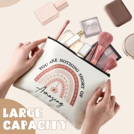 Coume 12 Pieces Thank You Gift Makeup Bags Inspirational Gifts for Social Worker Nurse Women Appreciation Gift for Colleague Coworkers Teacher Volunteer Cosmetic Bags for Birthday(Delicate Pattern)