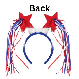 Needzo Fourth of July Headband Bopper with Tassels and Stars, Red White and Blue Patriotic Headwear for Parades and Parties, One Size Fits Most, (Pack of 10)