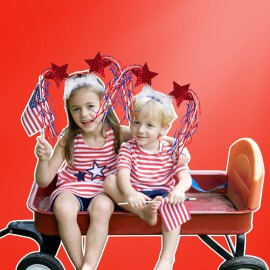 Needzo Fourth of July Headband Bopper with Tassels and Stars, Red White and Blue Patriotic Headwear for Parades and Parties, One Size Fits Most, (Pack of 10)