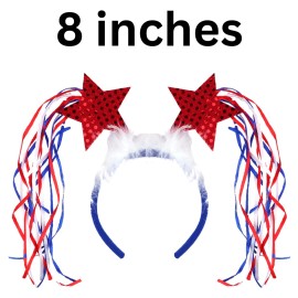 Needzo Fourth of July Headband Bopper with Tassels and Stars, Red White and Blue Patriotic Headwear for Parades and Parties, One Size Fits Most, (Pack of 10)