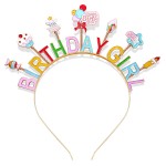 NVENF Birthday Crown Cake Candy Tiara for Girls, Happy Birthday Accessory (Pattern B)