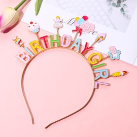 NVENF Birthday Crown Cake Candy Tiara for Girls, Happy Birthday Accessory (Pattern B)