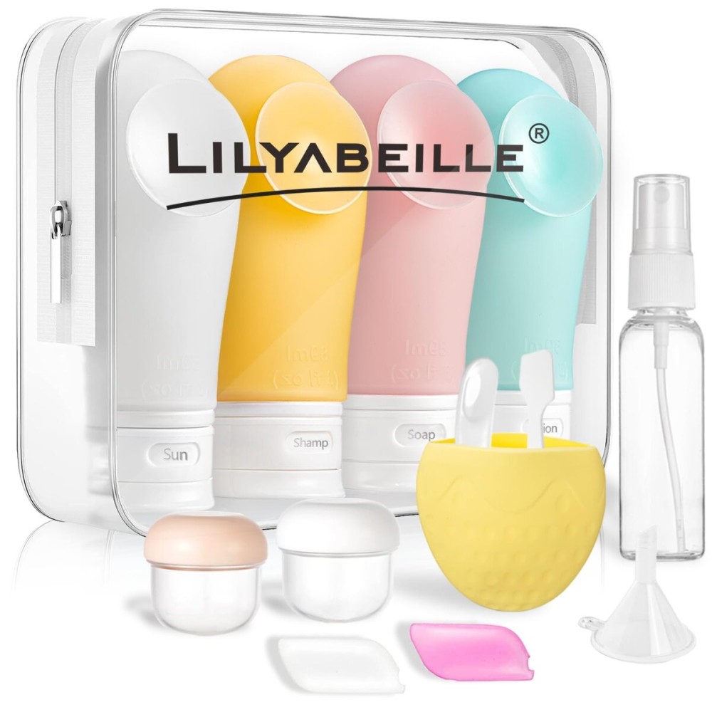 LilyAbeille 14 Pcs Travel Bottles for Toiletries Leak Proof Travel Containers kit with 3oz Suction Cup TSA Approved Travel Essentials for women Must Haves Travel Accessories (3floz) LilyAbeille 14 Pcs Travel Bottles for Toiletries Leak Proof Travel Containers kit with 3oz Suction Cup TSA Approved Travel Essentials for women Must Haves Travel Accessories (3floz)