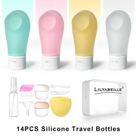 LilyAbeille 14 Pcs Travel Bottles for Toiletries Leak Proof Travel Containers kit with 3oz Suction Cup TSA Approved Travel Essentials for women Must Haves Travel Accessories (3floz) LilyAbeille 14 Pcs Travel Bottles for Toiletries Leak Proof Travel Containers kit with 3oz Suction Cup TSA Approved Travel Essentials for women Must Haves Travel Accessories (3floz)