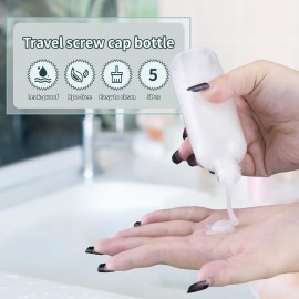 Tekson Plastic Travel Bottles - 3.4 oz, Empty Containers for Shampoo, Mouthwash with Silvery Screw Cap (100ml, Clear)