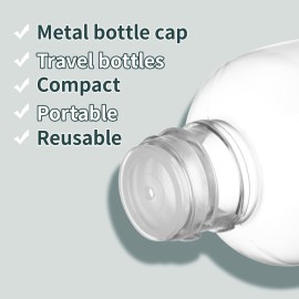Tekson Plastic Travel Bottles - 3.4 oz, Empty Containers for Shampoo, Mouthwash with Silvery Screw Cap (100ml, Clear)