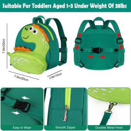 Accmor Toddler Harness Backpack Leash, Cute Dinosaur Backpacks with Anti Lost Wrist Link, Cute Mini Child Backpack Wristband Tether Strap and Protection Leashes for Boys Girls Aged 1-3 Years