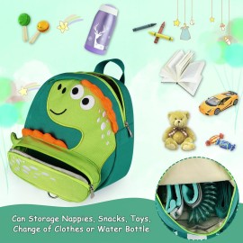 Accmor Toddler Harness Backpack Leash, Cute Dinosaur Backpacks with Anti Lost Wrist Link, Cute Mini Child Backpack Wristband Tether Strap and Protection Leashes for Boys Girls Aged 1-3 Years