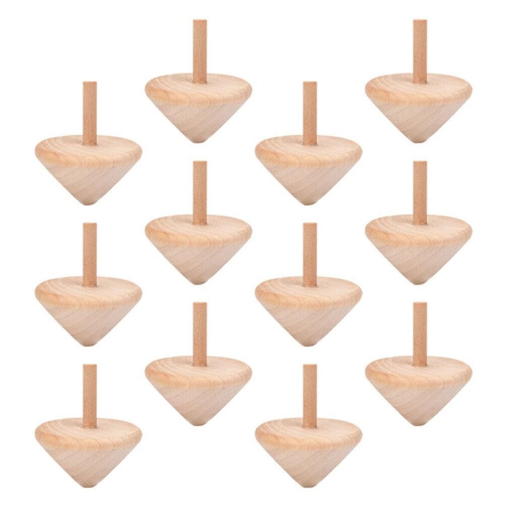 Totority Wooden Gyro, Wooden Top Bulk 36Pcs Handmade Wood Tops Gyro Painting Gyro DIY Rotated Gyro Playthings