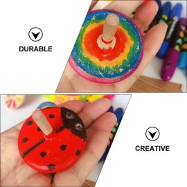 Totority Wooden Gyro, Wooden Top Bulk 36Pcs Handmade Wood Tops Gyro Painting Gyro DIY Rotated Gyro Playthings