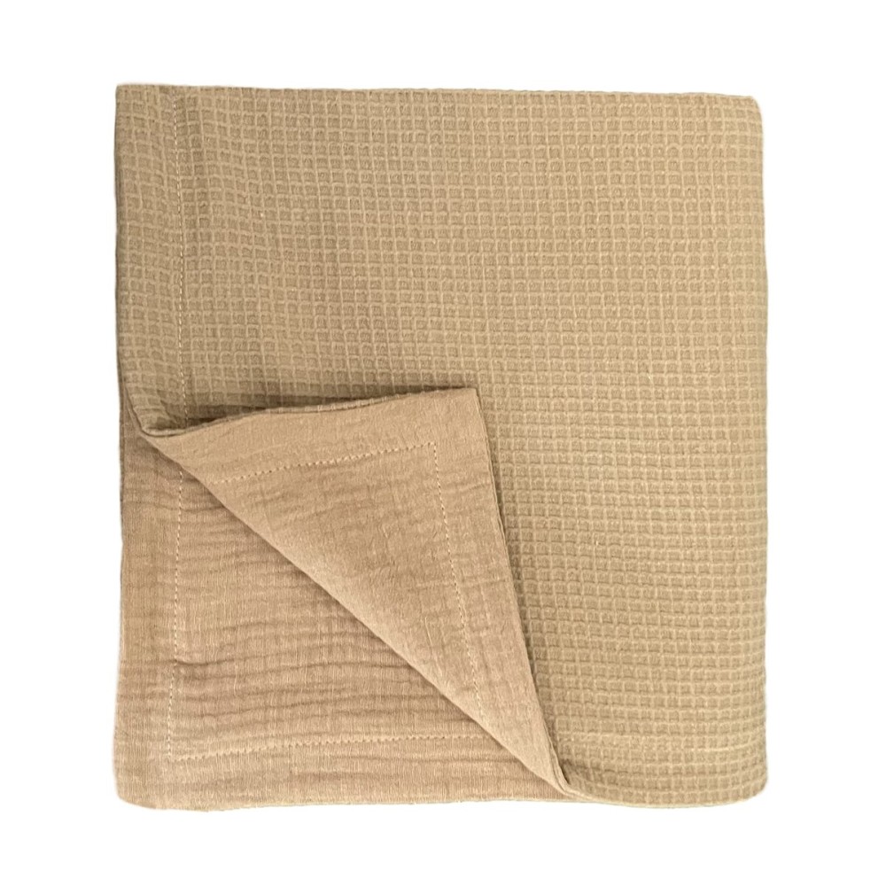 Leyl&Ari Waffle Baby Blanket | Organic Muslin and Waffle Weave Toddler Quilt | Toddler Blankets for Boys Girls (Sand)