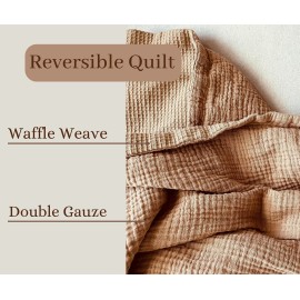 Leyl&Ari Waffle Baby Blanket | Organic Muslin and Waffle Weave Toddler Quilt | Toddler Blankets for Boys Girls (Sand)