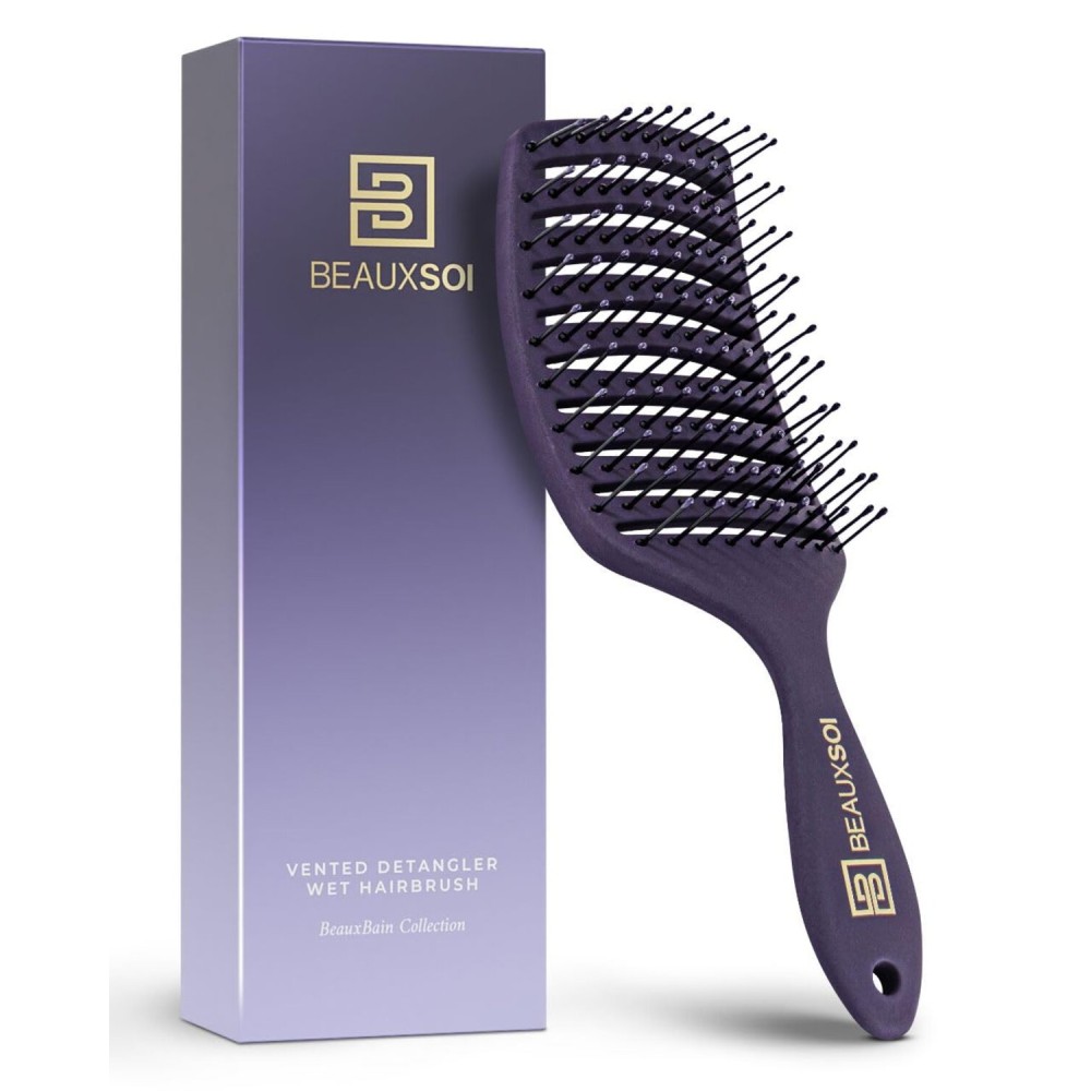 BEAUXSOI Vented Detangling Brush for Wet or Dry, Thick, Coily, and Curly Hair | Curved Vent Brush for Blow Drying BEAUXSOI Vented Detangling Brush for Wet or Dry, Thick, Coily, and Curly Hair | Curved Vent Brush for Blow Drying