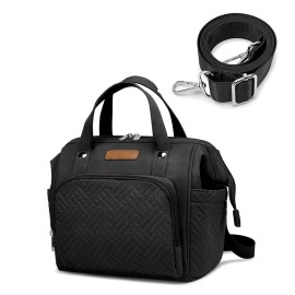 FHELAD Mini Diaper Bag, Stroller Organizer with Insulated Cup Holder & Detachable Shoulder Strap, Convertible Diaper Bag Tote for Short Trip (Black)