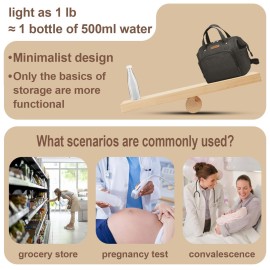 FHELAD Mini Diaper Bag, Stroller Organizer with Insulated Cup Holder & Detachable Shoulder Strap, Convertible Diaper Bag Tote for Short Trip (Black)