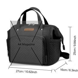 FHELAD Mini Diaper Bag, Stroller Organizer with Insulated Cup Holder & Detachable Shoulder Strap, Convertible Diaper Bag Tote for Short Trip (Black)