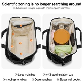 FHELAD Mini Diaper Bag, Stroller Organizer with Insulated Cup Holder & Detachable Shoulder Strap, Convertible Diaper Bag Tote for Short Trip (Black)