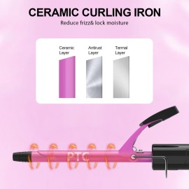 DAN Technology Small Barrel Curling Iron Wand Ceramic Barrel Tiny Curling Iron with Adjustable Temperature High Heat Hair Curling Irons Tiny Curler for Tight Curls Short & Long Hair (1/2 Inch,13MM)