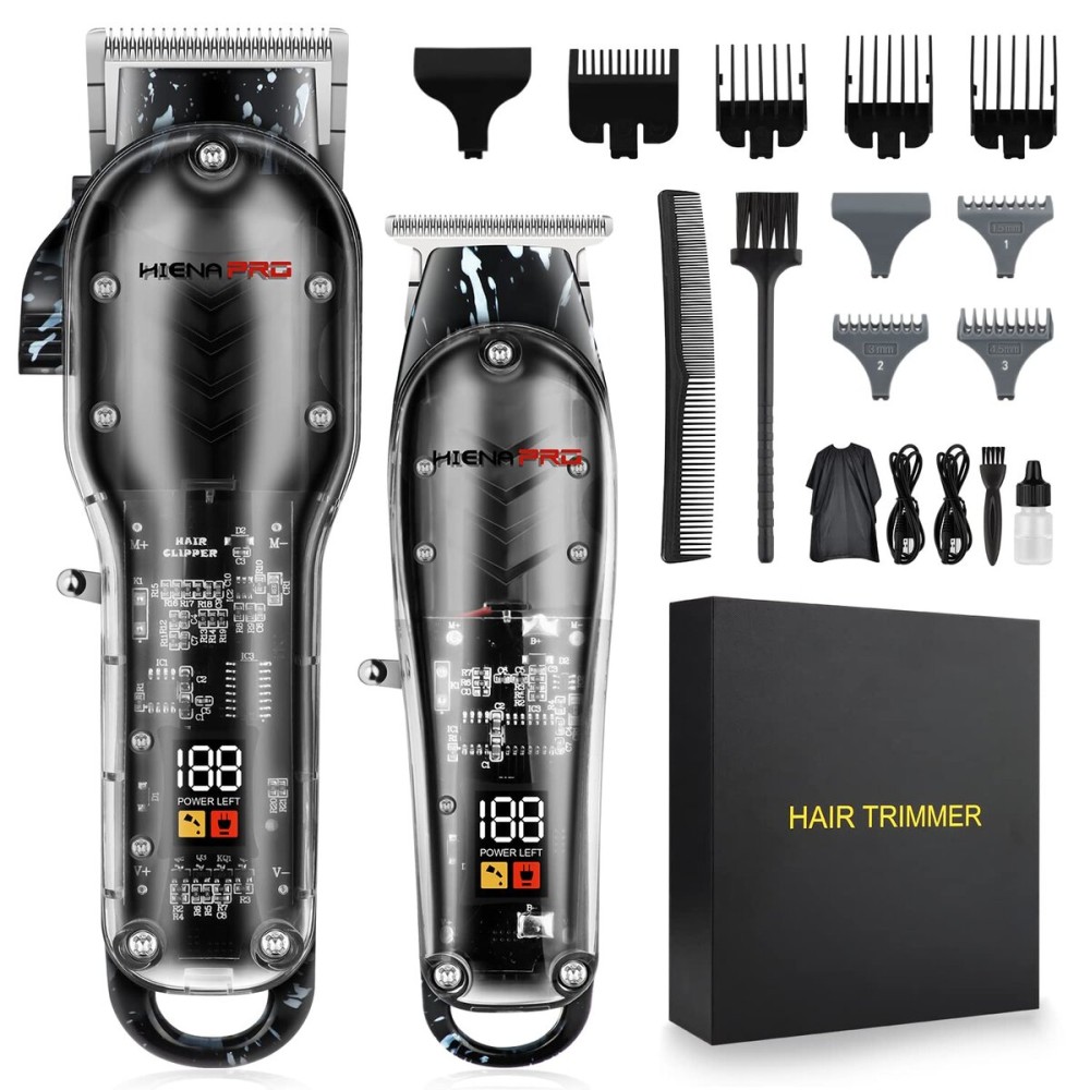 HIENA PRO Hair Clippers for Men, Professional Cordless Rechargeable T Liner Trimmer Set, Barber Hair Cutting Kit With LED Display, Gifts HIENA PRO Hair Clippers for Men, Professional Cordless Rechargeable T Liner Trimmer Set, Barber Hair Cutting Kit With LED Display, Gifts