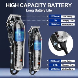 HIENA PRO Hair Clippers for Men, Professional Cordless Rechargeable T Liner Trimmer Set, Barber Hair Cutting Kit With LED Display, Gifts HIENA PRO Hair Clippers for Men, Professional Cordless Rechargeable T Liner Trimmer Set, Barber Hair Cutting Kit With LED Display, Gifts