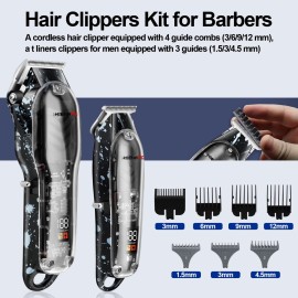 HIENA PRO Hair Clippers for Men, Professional Cordless Rechargeable T Liner Trimmer Set, Barber Hair Cutting Kit With LED Display, Gifts HIENA PRO Hair Clippers for Men, Professional Cordless Rechargeable T Liner Trimmer Set, Barber Hair Cutting Kit With LED Display, Gifts