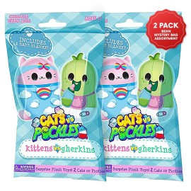 Kittens vs Gherkins - Mystery Bag - Contains 2 Pairs of 3 Bean Filled Plushies! Collect These as Stocking Stuffers, Fidget Toys or Sensory Toys. Great for Kids, Boys, & Girls - Collect Them All!