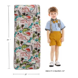Cute Dinosaurs Toddler Nap Mat,Suits Pre Kindergarten, Kindergarten, Preschool and Daycare Boy or Girl (3-7 Years)
