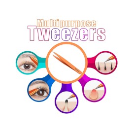 Demi Rose Professional Stainless Steel Eyebrow Tweezers - Precision Non Slip Grip Needle Nose Tweezers for Ingrown Hair Removal