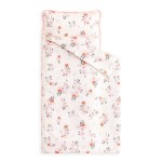 Wake In Cloud - Toddler Nap Mat with Pillow and Blanket, 100% Cotton Fabric, for Kids Girls in Daycare Kindergarten Preschool, Floral Botanical Flowers, Light Pink, Standard