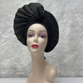 Already Made Nigerian ASO Oke Auto Gele with Stones Women Turban Hat Head Wrap African Headties Fashion Headbands for Party (Black) Already Made Nigerian ASO Oke Auto Gele with Stones Women Turban Hat Head Wrap African Headties Fashion Headbands for Party (Black)
