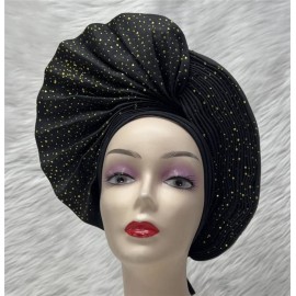 Already Made Nigerian ASO Oke Auto Gele with Stones Women Turban Hat Head Wrap African Headties Fashion Headbands for Party (Black) Already Made Nigerian ASO Oke Auto Gele with Stones Women Turban Hat Head Wrap African Headties Fashion Headbands for Party (Black)