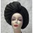 Already Made Nigerian ASO Oke Auto Gele with Stones Women Turban Hat Head Wrap African Headties Fashion Headbands for Party (Black)