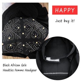 Already Made Nigerian ASO Oke Auto Gele with Stones Women Turban Hat Head Wrap African Headties Fashion Headbands for Party (Black) Already Made Nigerian ASO Oke Auto Gele with Stones Women Turban Hat Head Wrap African Headties Fashion Headbands for Party (Black)