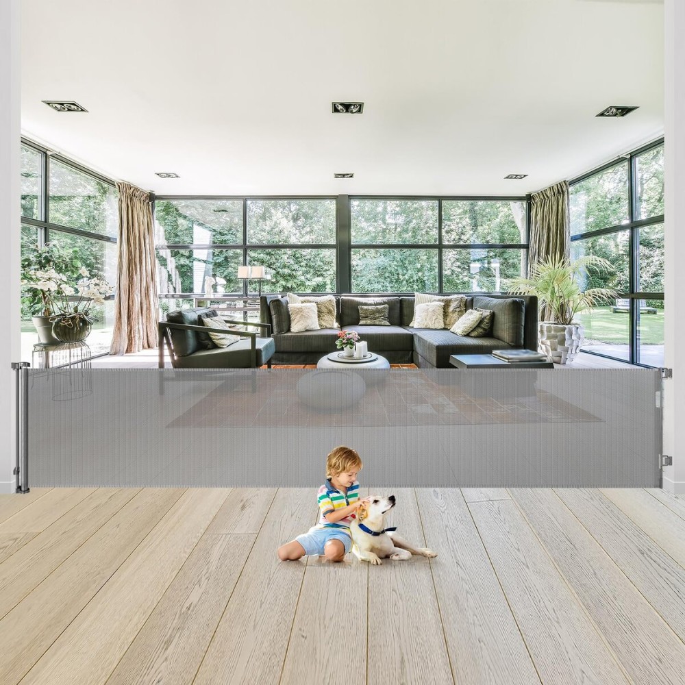180 Inch Extra Wide Baby Gates for Large Openings Extra Long Retractable Dog Gate for Living Room, Kitchen, Dining Room, Bottom of Stairs, Doorway, Fireplace, Garage, Porch, Deck, Patio, Backyard