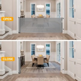 180 Inch Extra Wide Baby Gates for Large Openings Extra Long Retractable Dog Gate for Living Room, Kitchen, Dining Room, Bottom of Stairs, Doorway, Fireplace, Garage, Porch, Deck, Patio, Backyard