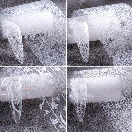 SILPECWEE 10 Rolls Lace Nail Foil for Long Acrylic Nails - Black White Flower & Starry Sky Holographic Nail Art Foil Decals for DIY Women\'s Fingernail Manicure Design SILPECWEE 10 Rolls Lace Nail Foil for Long Acrylic Nails - Black White Flower & Starry Sky Holographic Nail Art Foil Decals for DIY Women\'s Fingernail Manicure Design