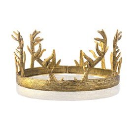 YOVECATHOU King Queen Antlers Metal Crown Round Hair Crown Costume Party Accessories For Wedding Birthday Party Cosplay Halloween