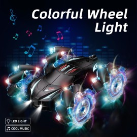 Jovow RC Stunt Car, 2.4GHz 4WD Gesture Sensing Remote Control Car with Cool Light and Music, Double-Sided 360 Flips RC Cars for Boys Age 6-12 8-12 Birthday Christmas Toy Cars(Blue)